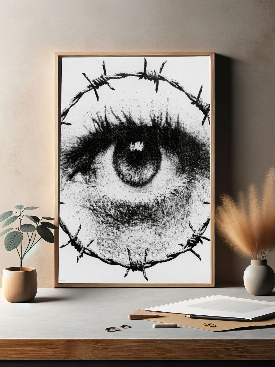 Barbed Wire Eye Typography Print. — room view 2