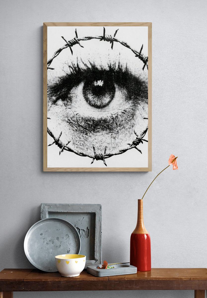 Barbed Wire Eye Typography Print. — room view 3