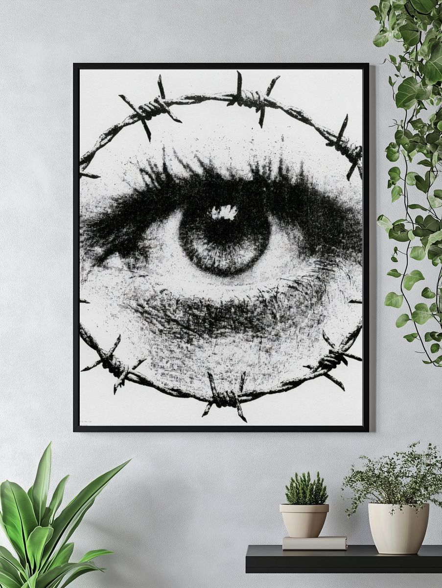 Barbed Wire Eye Typography Print. — room view 4
