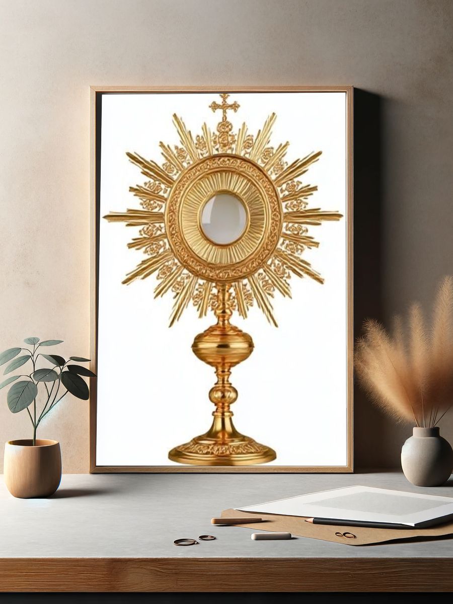 Golden Monstrance Religious Print. — room view 2