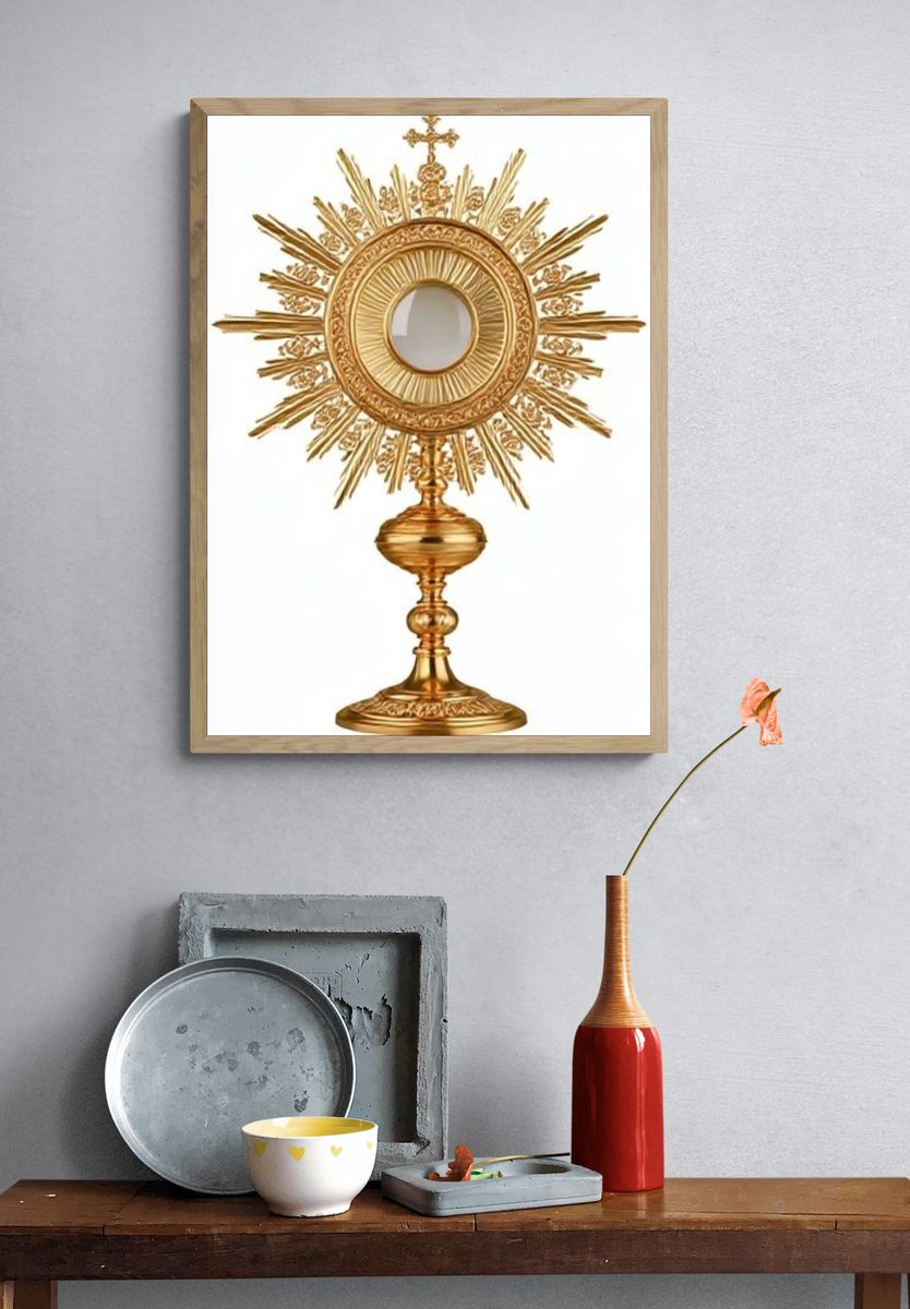 Golden Monstrance Religious Print. — room view 3