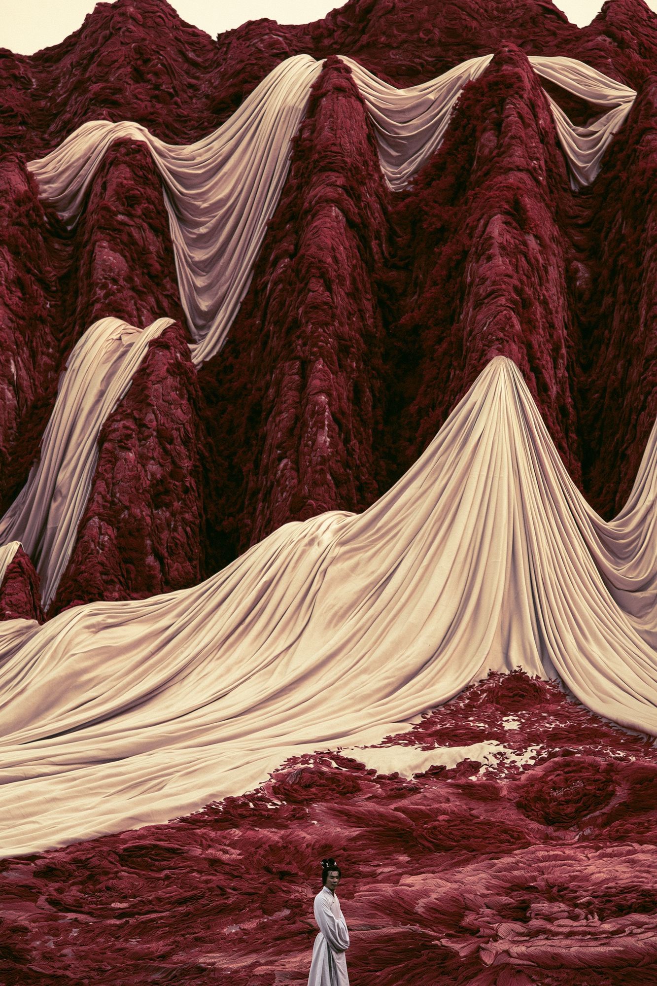Surreal Crimson Mountains Print. poster detail
