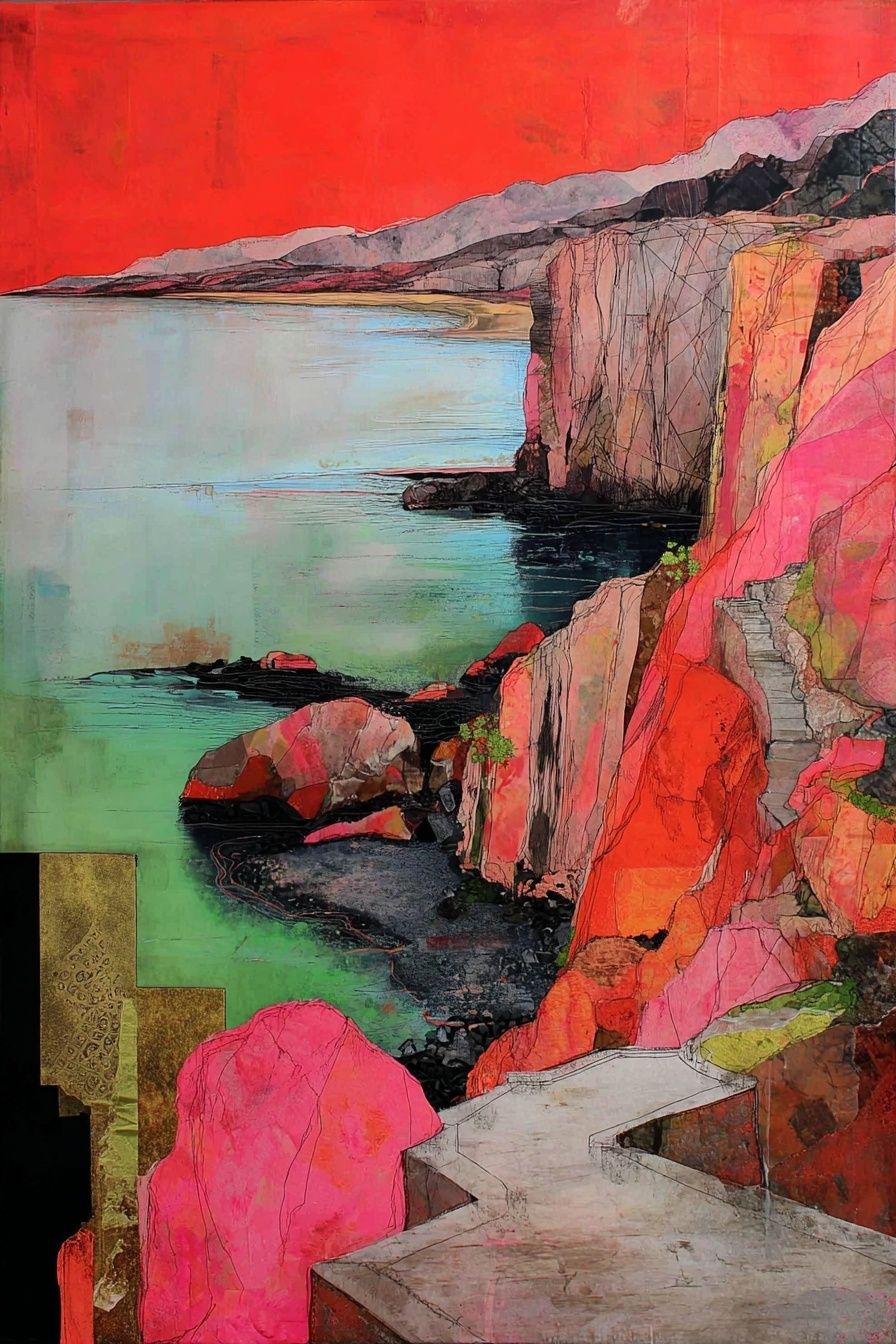 Cliffside Coastline Contemporary Print. poster — fine-art art
