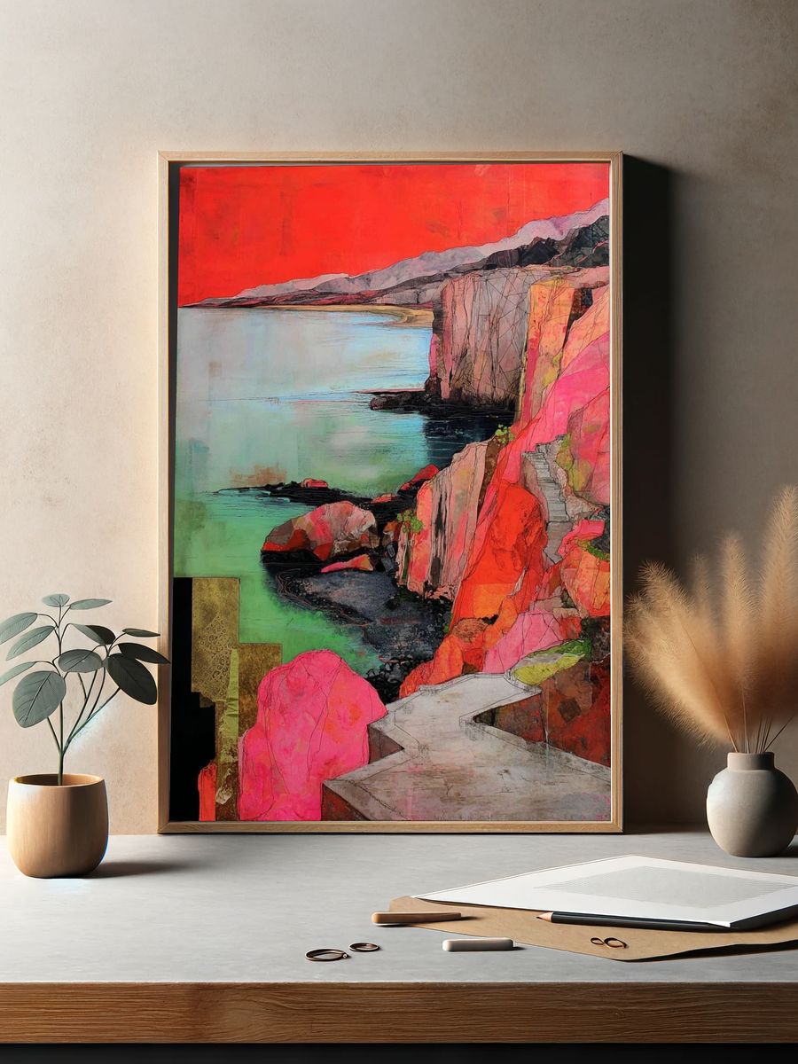 Cliffside Coastline Contemporary Print. — room view 2