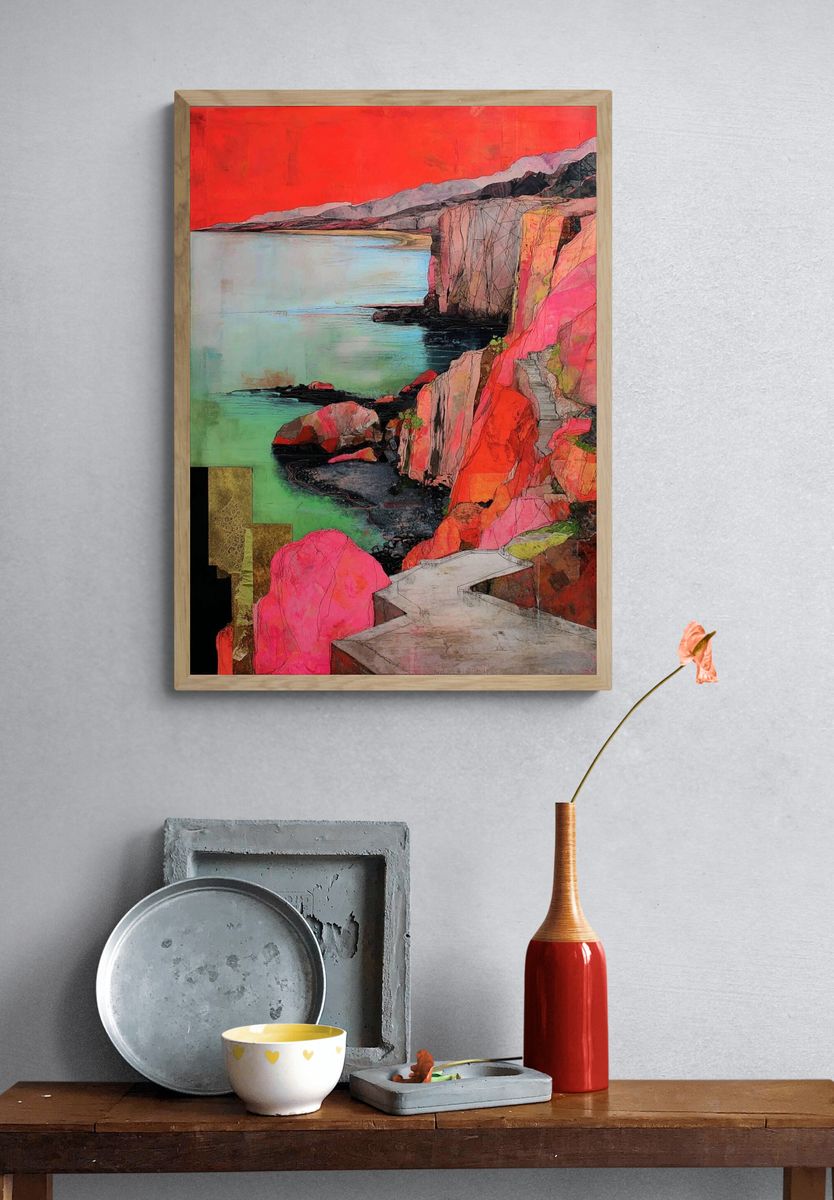 Cliffside Coastline Contemporary Print. — room view 3