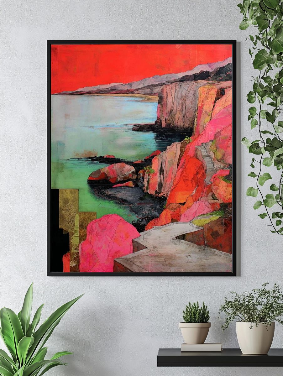 Cliffside Coastline Contemporary Print. — room view 4