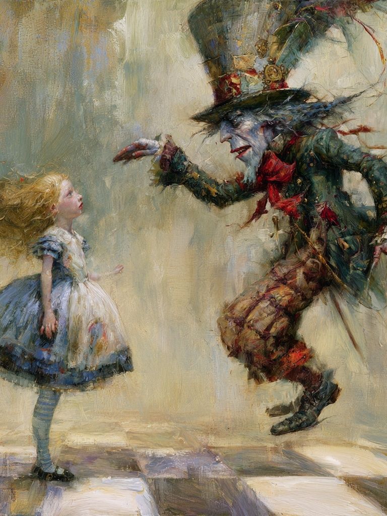 Alice and the Mad Hatter Print. poster — fine-art art