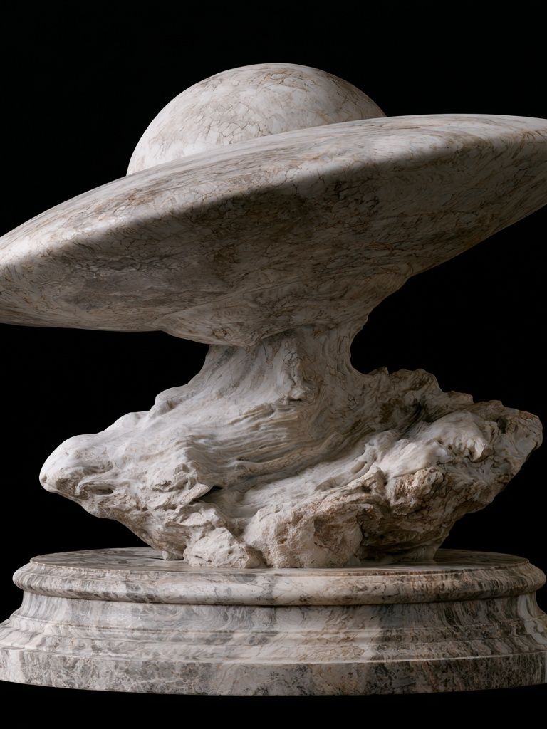 Marble UFO Sculpture Print. poster detail