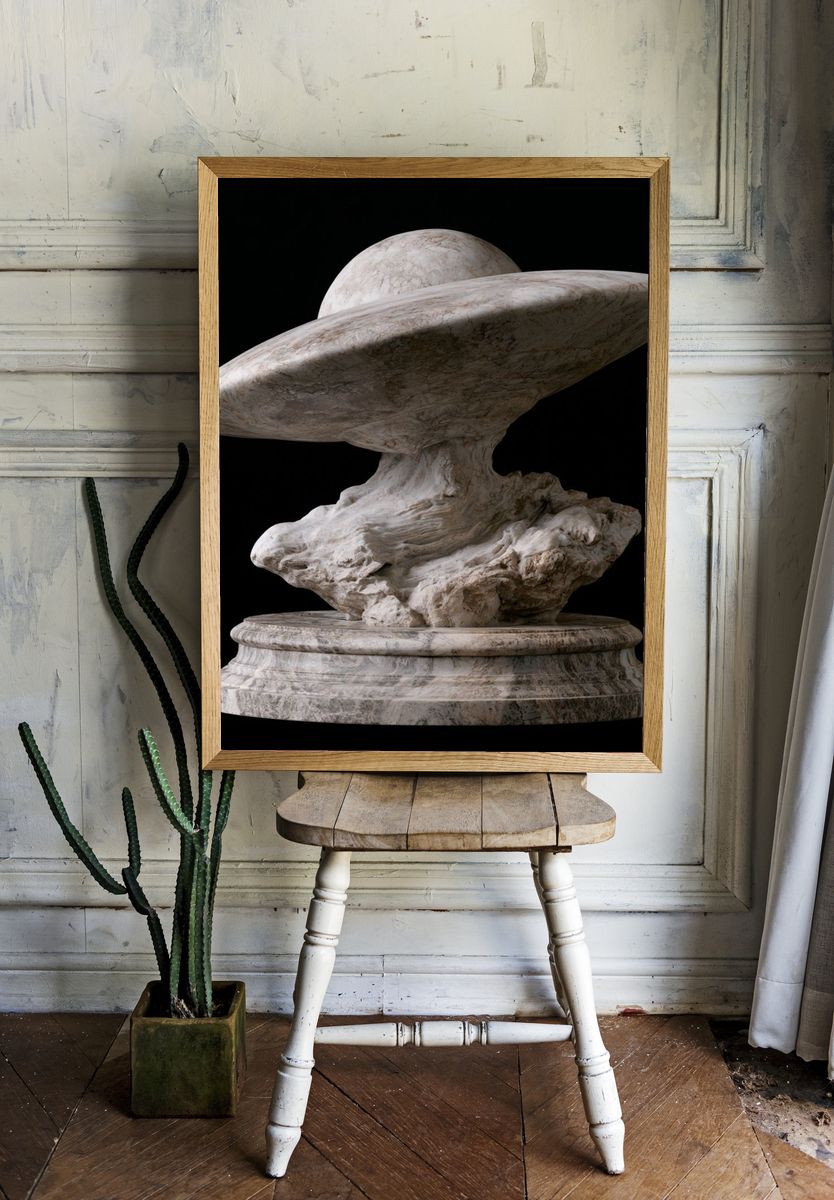 Marble UFO Sculpture Print. room preview