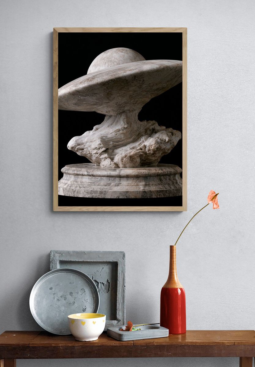 Marble UFO Sculpture Print. — room view 3