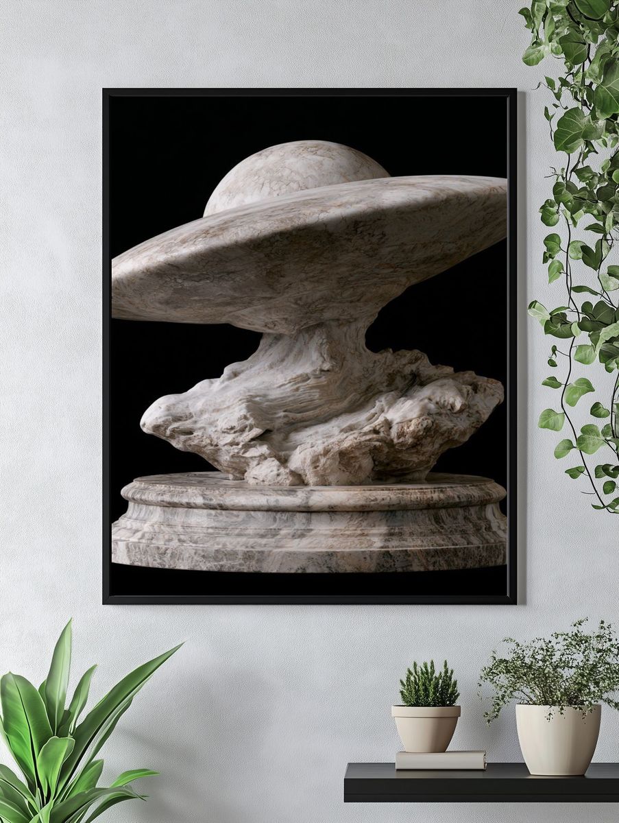 Marble UFO Sculpture Print. — room view 4
