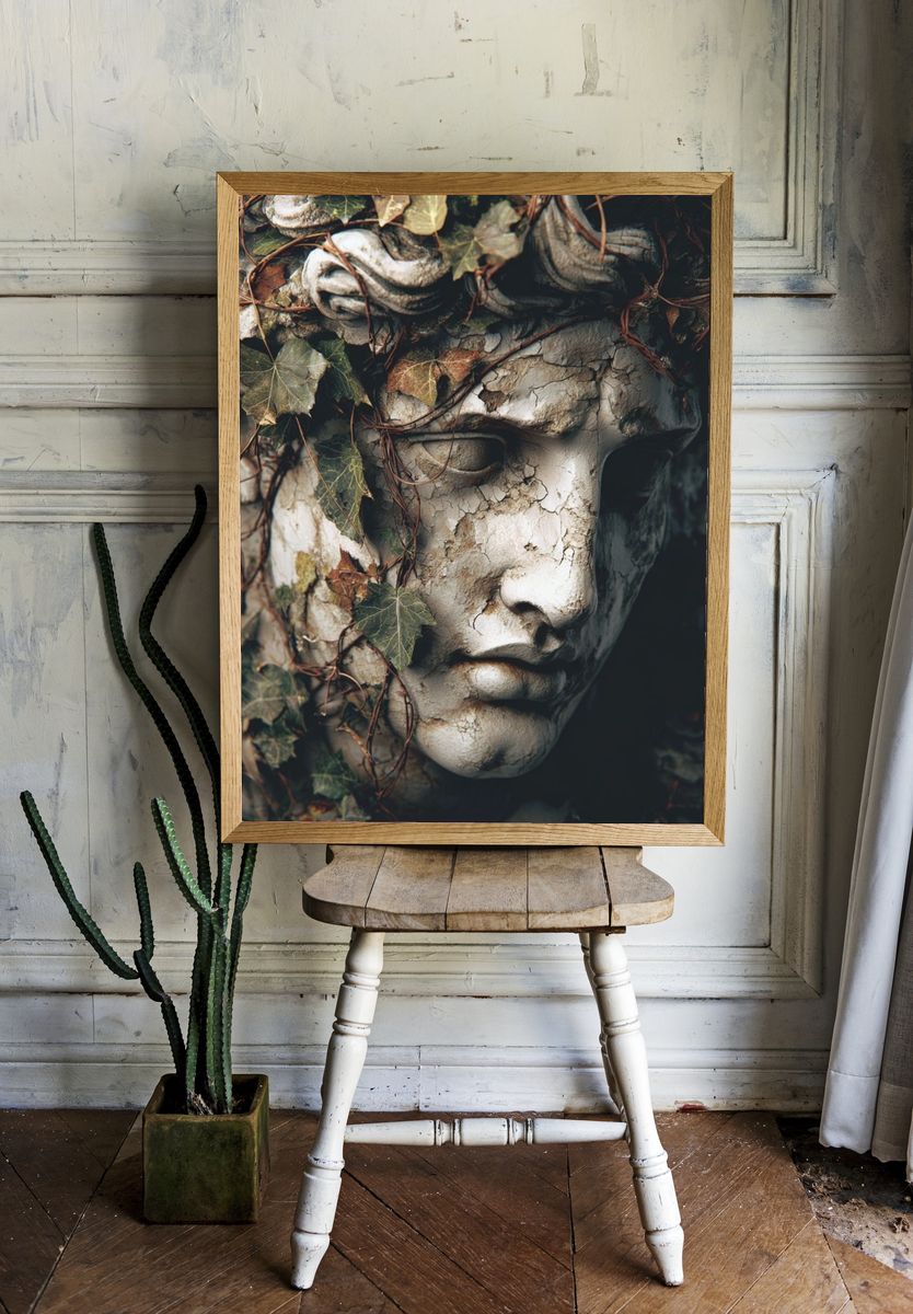 Ivy Stone Face Surrealism Print. — room view 1