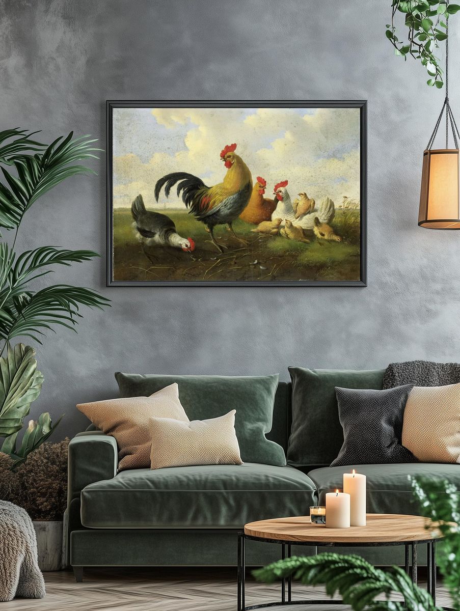 Farmyard Chickens — Fine-Art Print. — room view 4