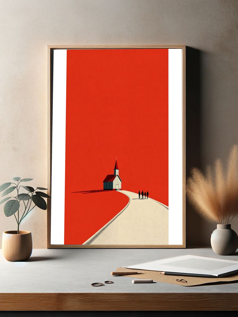 Red Chapel Landscape Poster. — room view 2