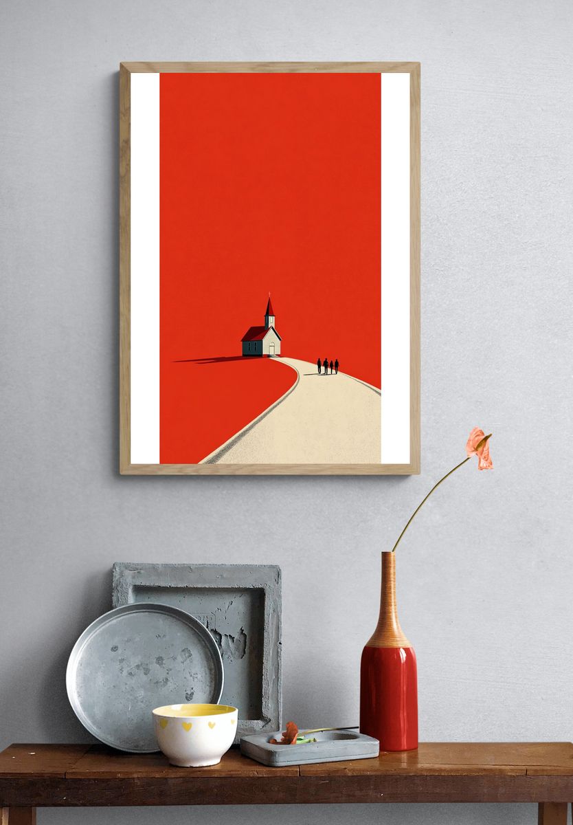 Red Chapel Landscape Poster. — room view 3