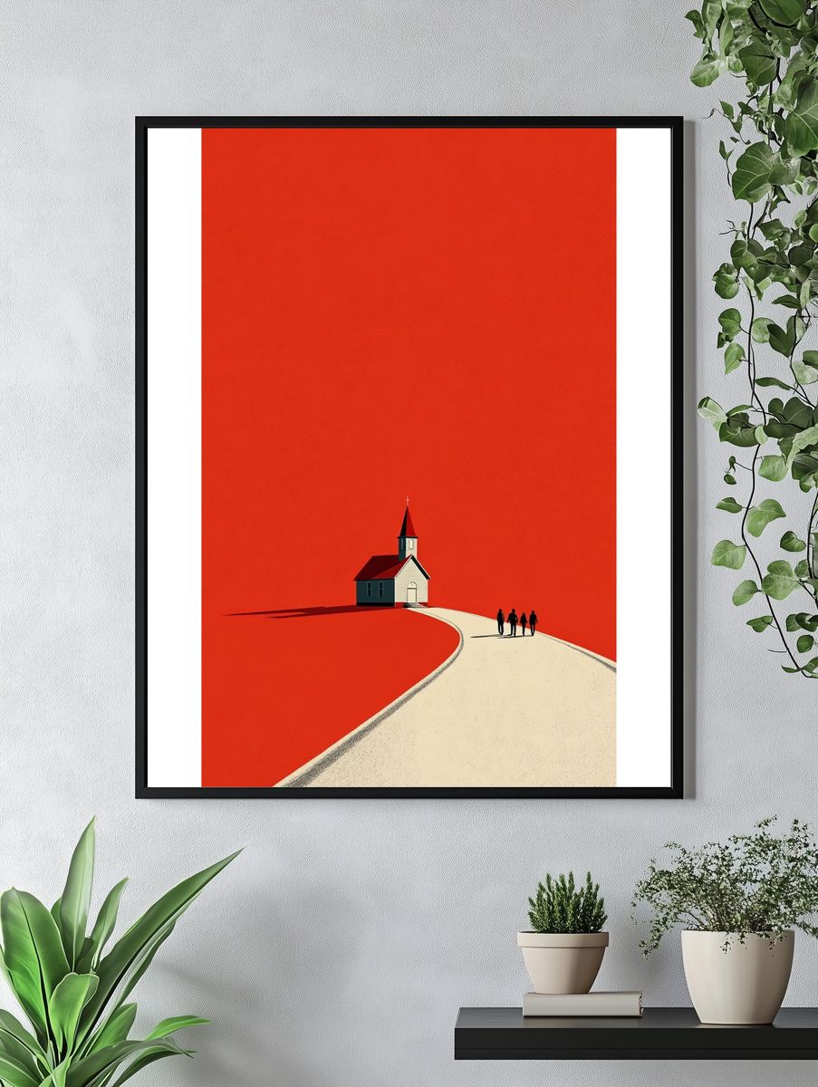 Red Chapel Landscape Poster. — room view 4