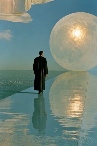 Surreal Moonlit Walk Fine-Art Poster. poster detail