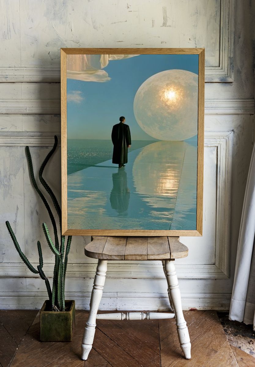 Surreal Moonlit Walk Fine-Art Poster. room preview