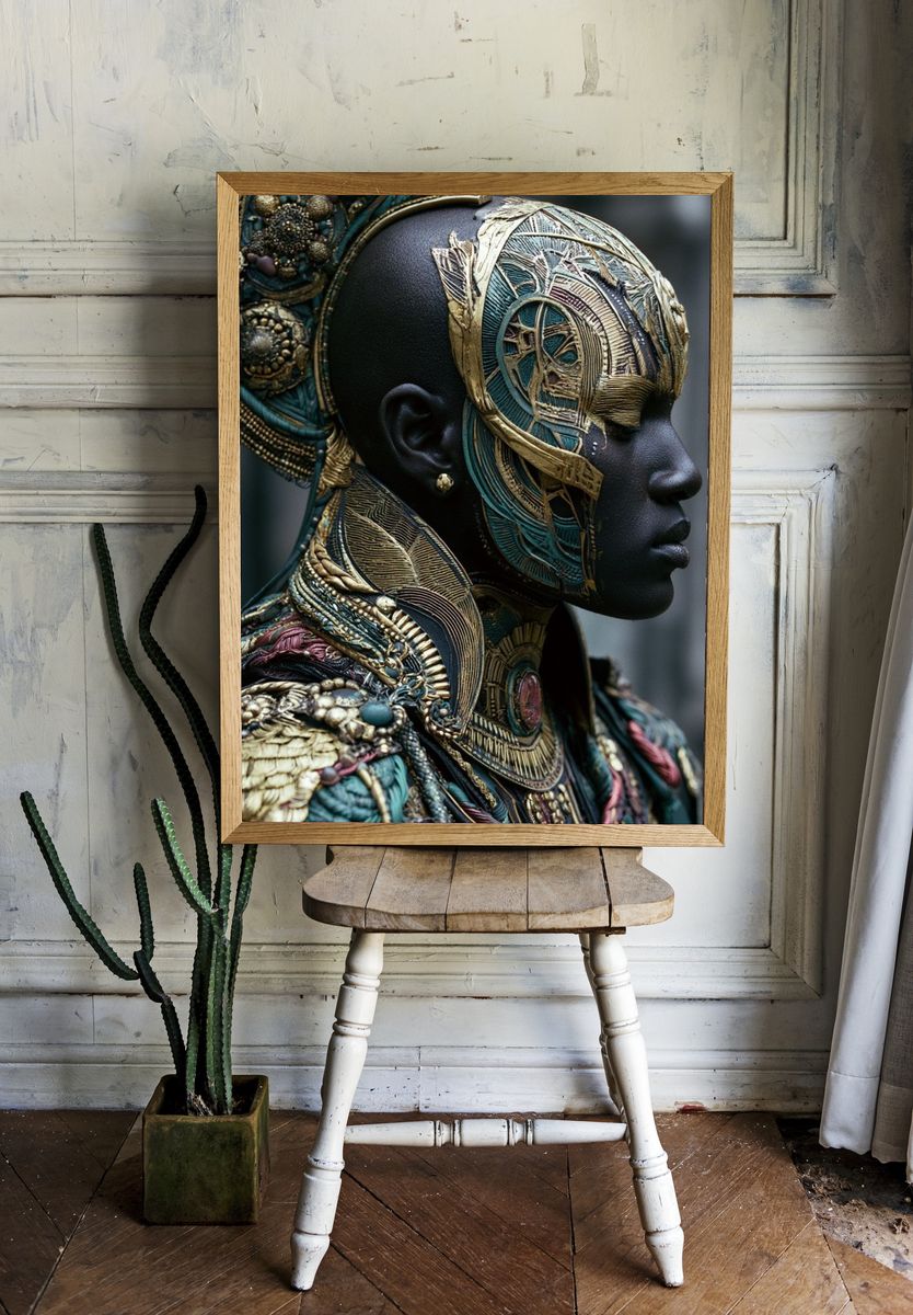 Ornate Tribal Portrait Print. room preview