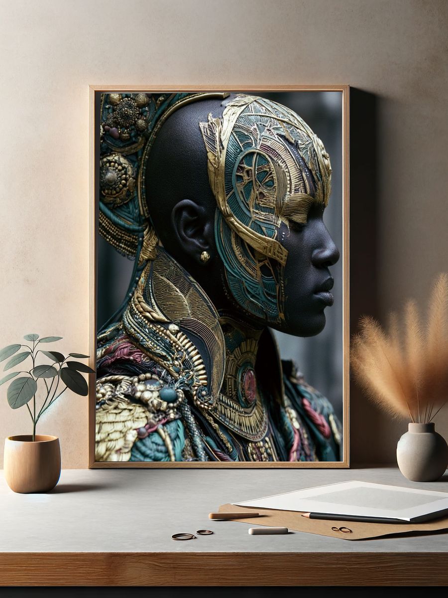 Ornate Tribal Portrait Print. — room view 2