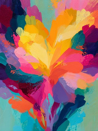 Vibrant Floral Burst Abstract Print. poster