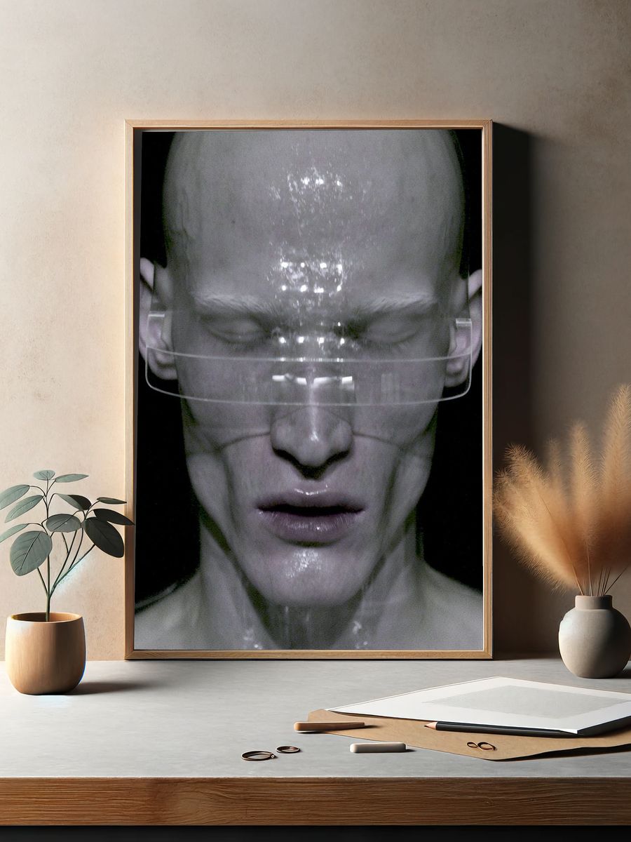 Surreal Cybernetic Portrait Print. — room view 2
