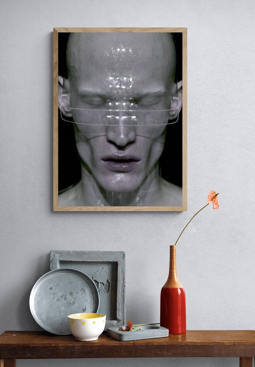 Surreal Cybernetic Portrait Print. — room view 3