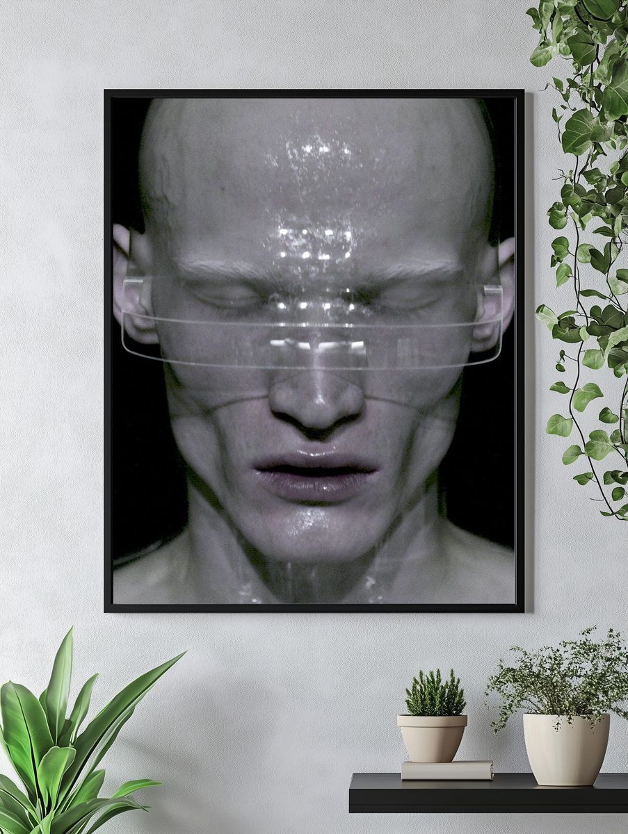 Surreal Cybernetic Portrait Print. — room view 4