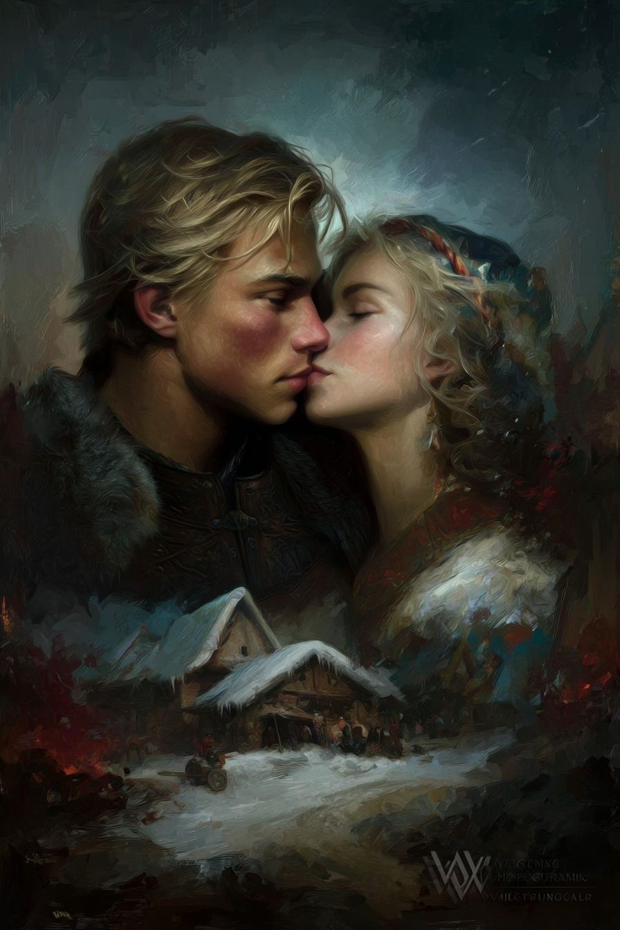 Winter Lovers Fantasy Print. poster — fine-art art