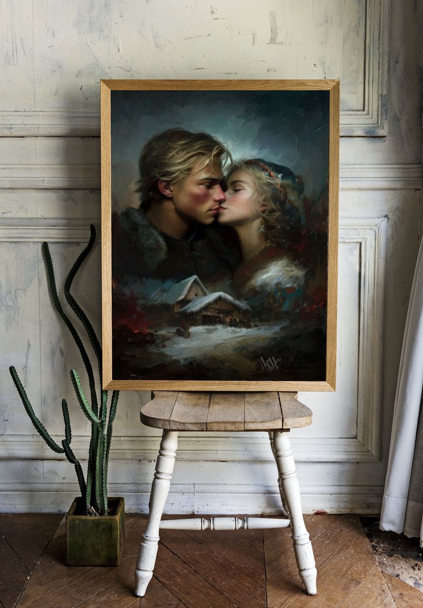 Winter Lovers Fantasy Print. room preview