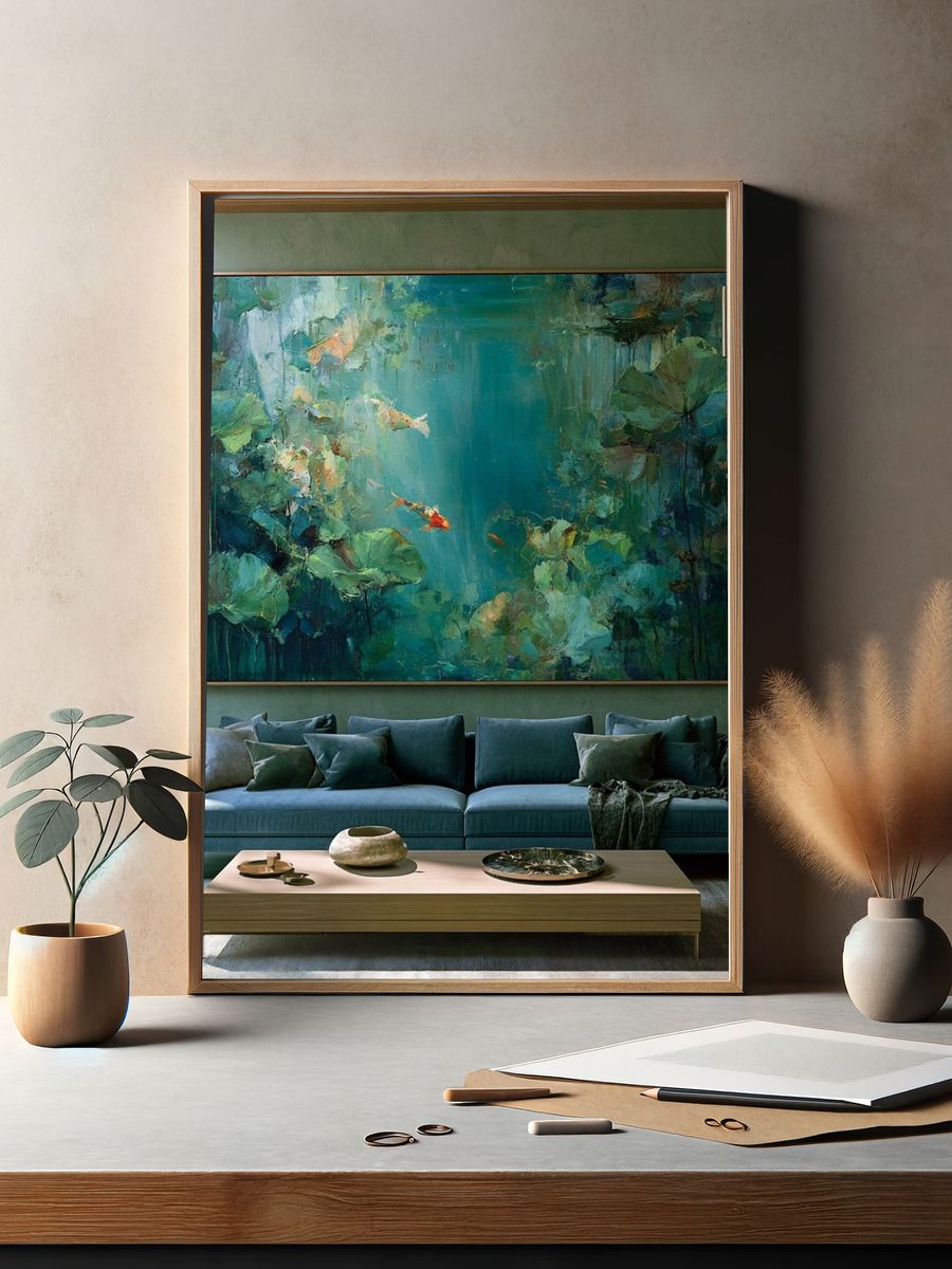 Lotus Pond Abstract Print. — room view 2