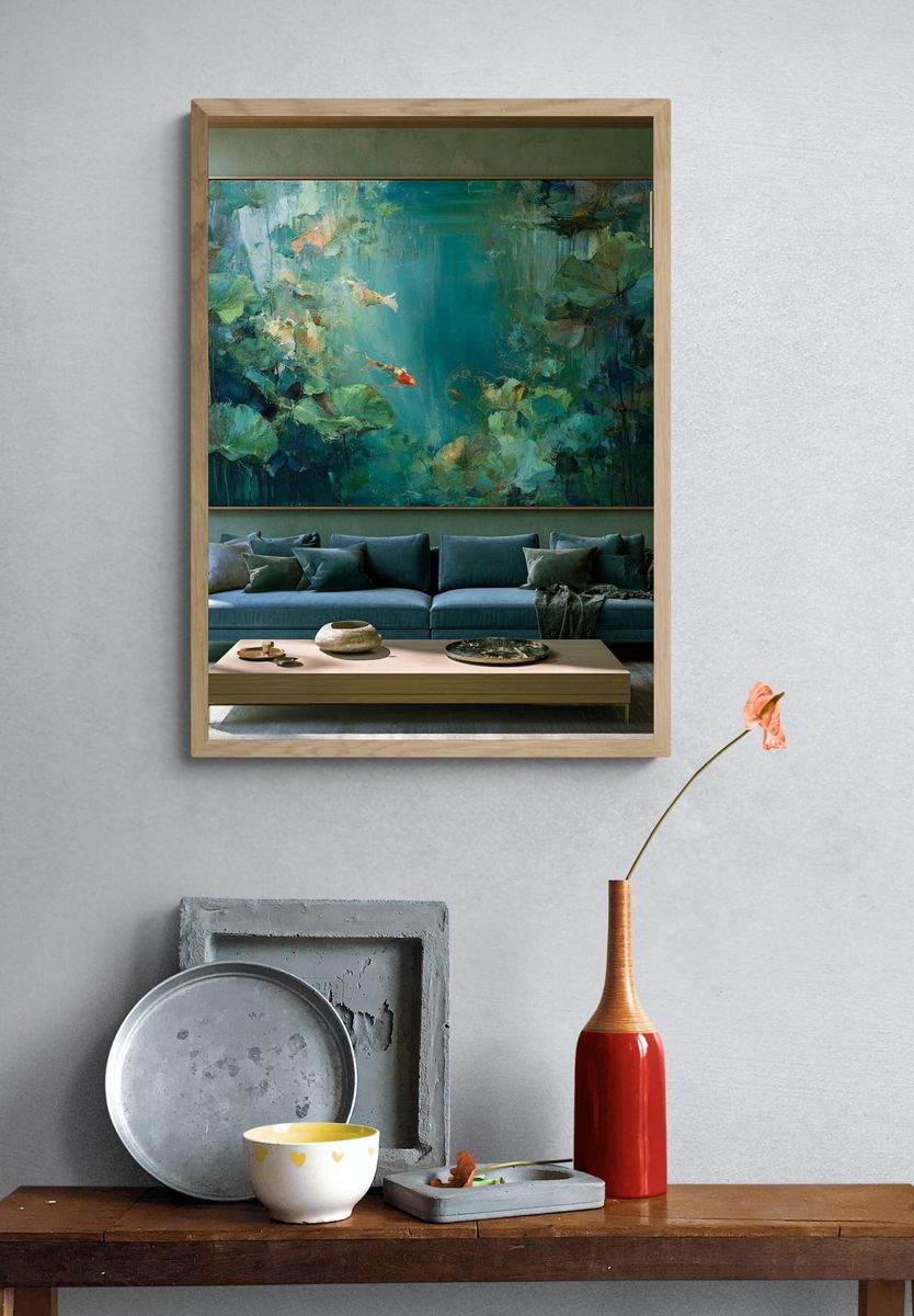 Lotus Pond Abstract Print. — room view 3