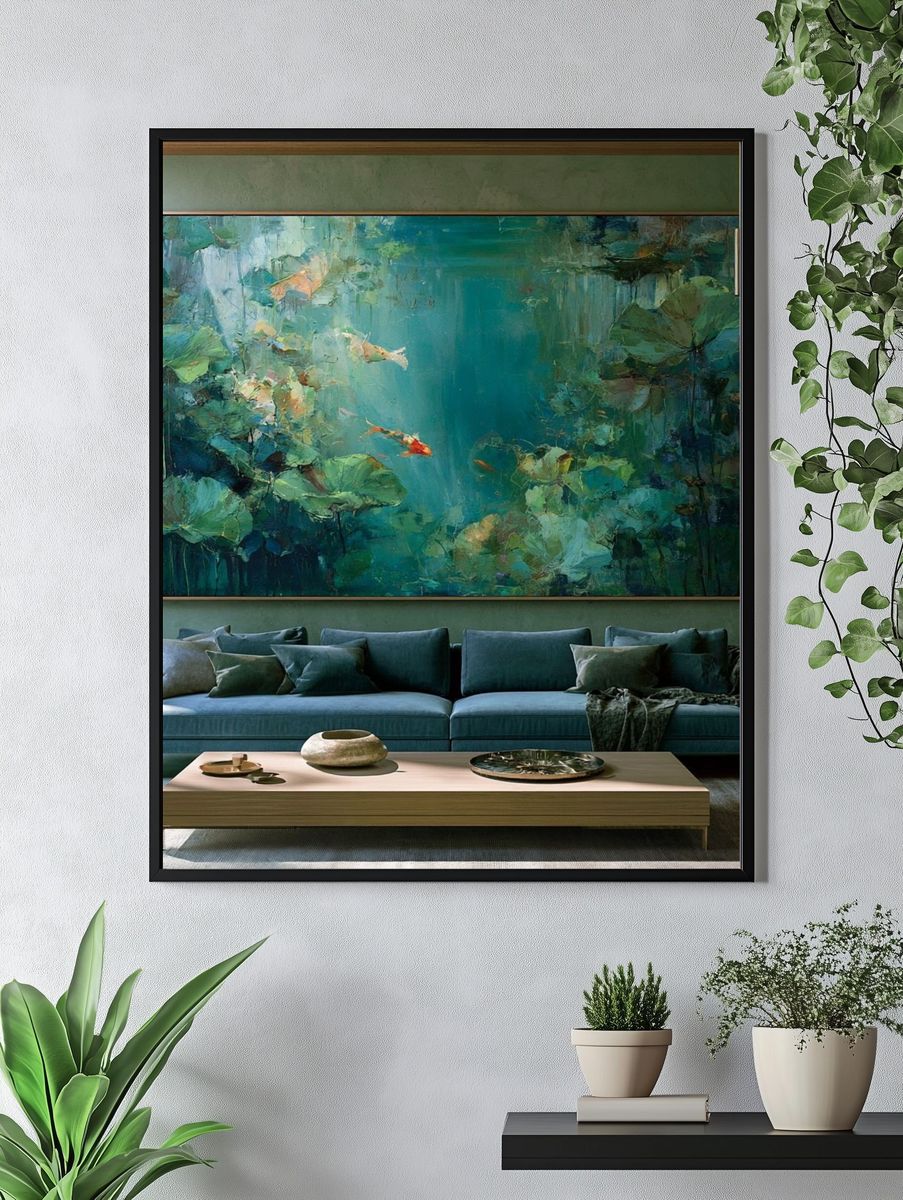 Lotus Pond Abstract Print. — room view 4