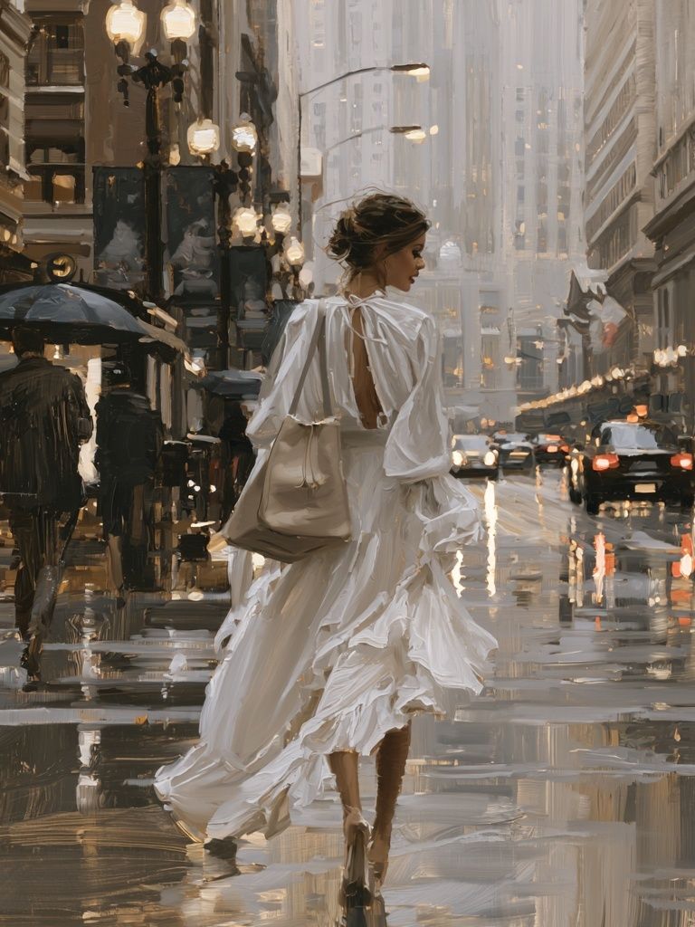 Rainy City Fashion Street Poster. poster — fine-art art
