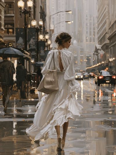 Rainy City Fashion Street Poster.