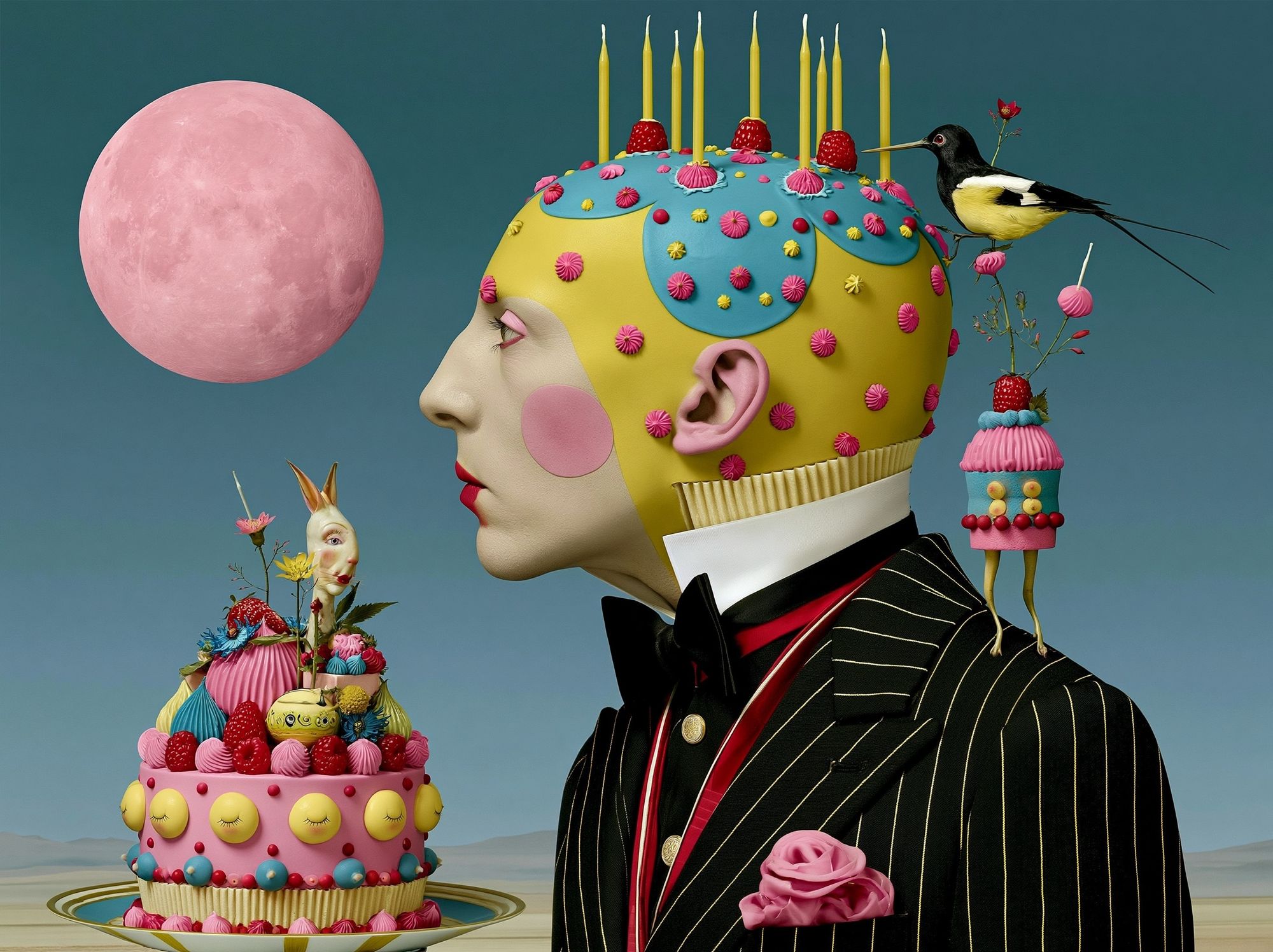 Surreal Cake Portrait Print. poster — fine-art art