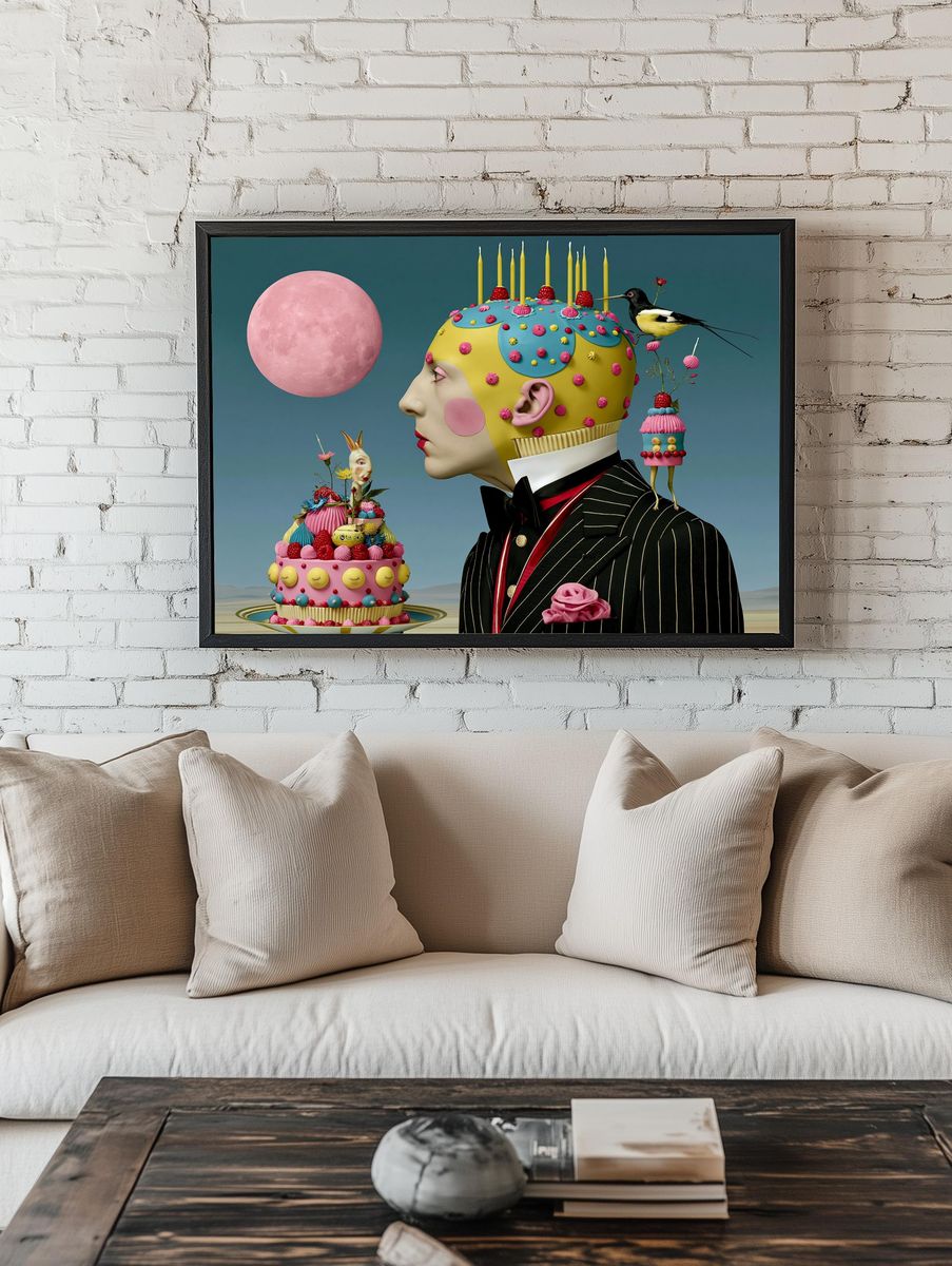 Surreal Cake Portrait Print. — room view 1
