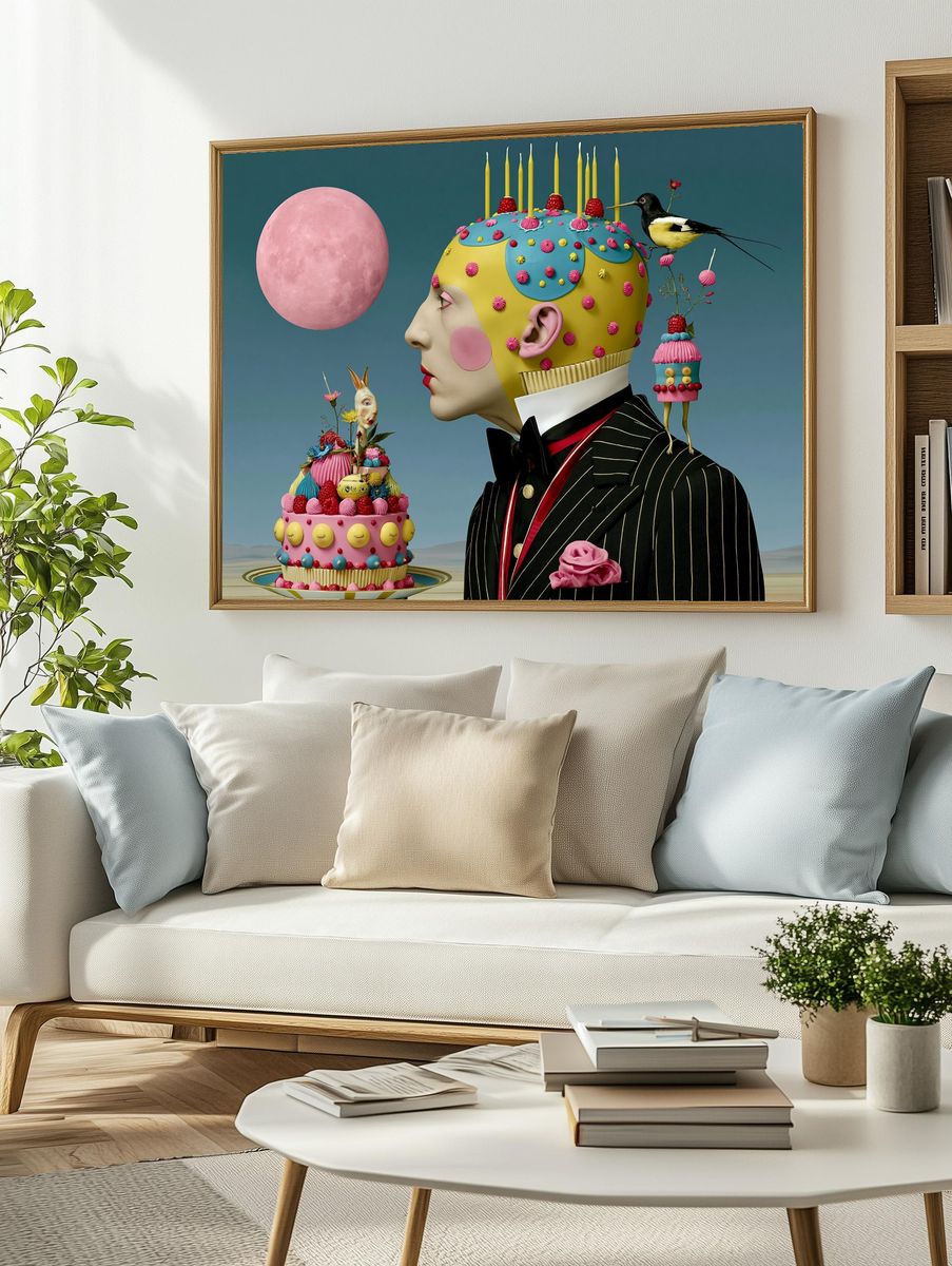 Surreal Cake Portrait Print. — room view 2