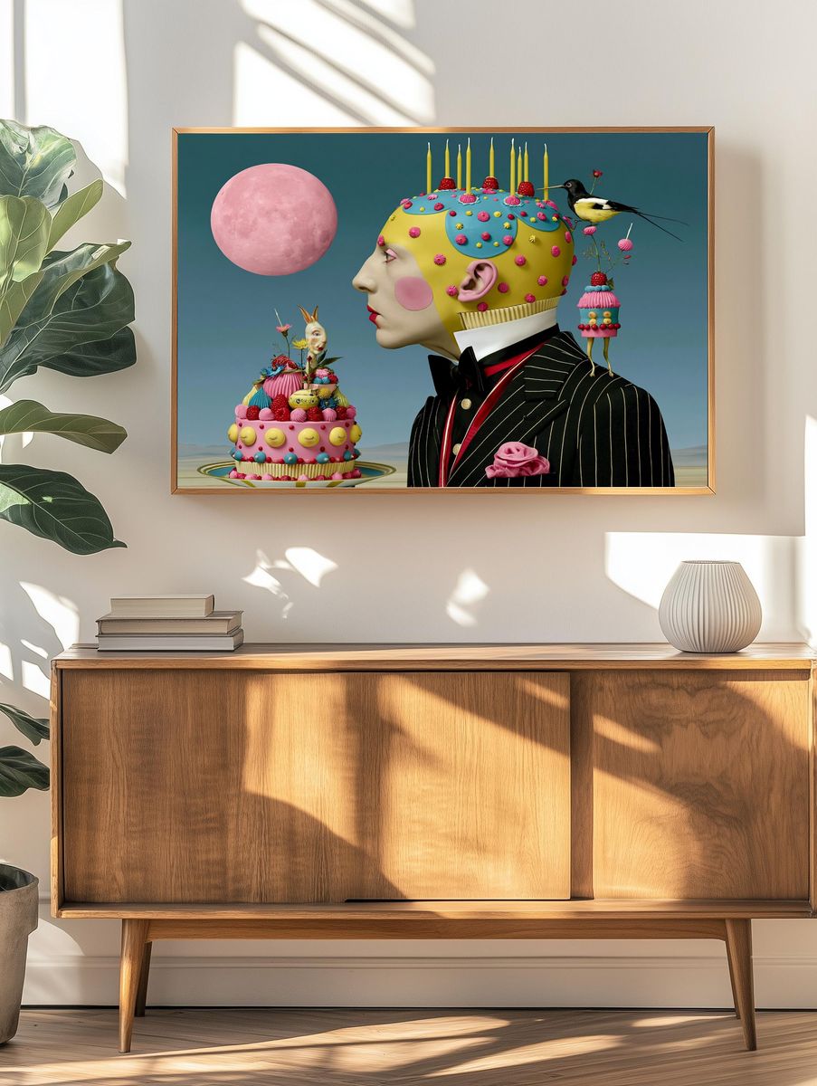 Surreal Cake Portrait Print. — room view 3