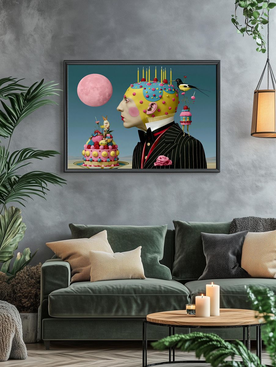 Surreal Cake Portrait Print. — room view 4