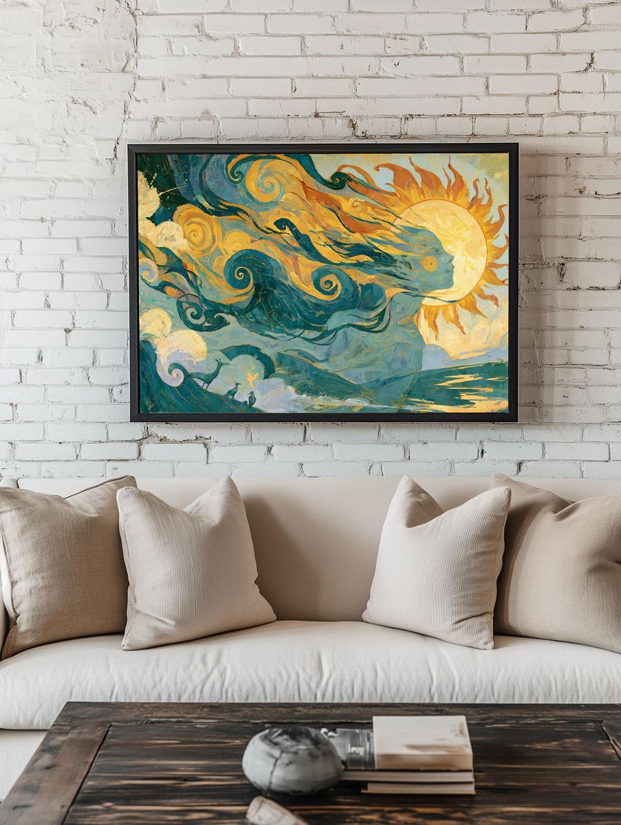 Sun and Moon Swirl Poster. — room view 1