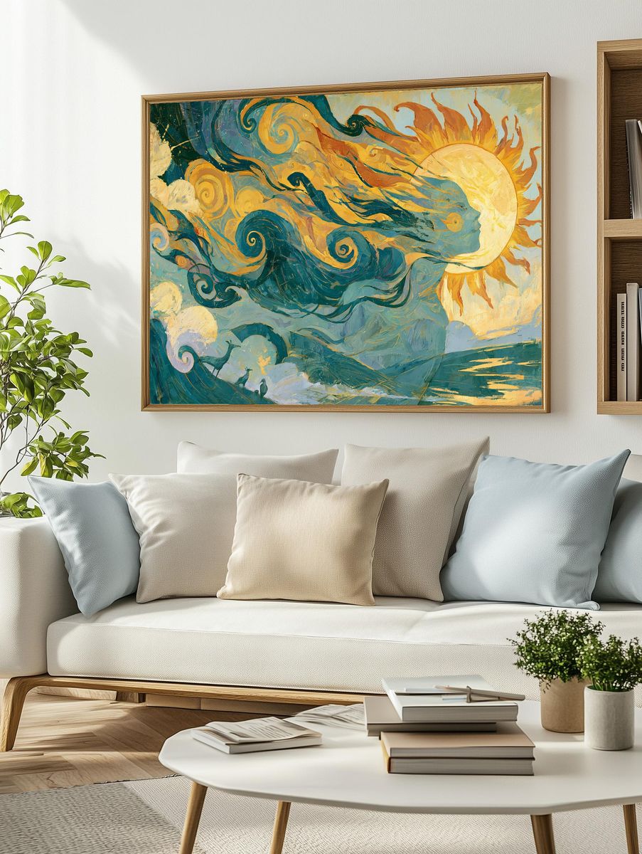 Sun and Moon Swirl Poster. — room view 2