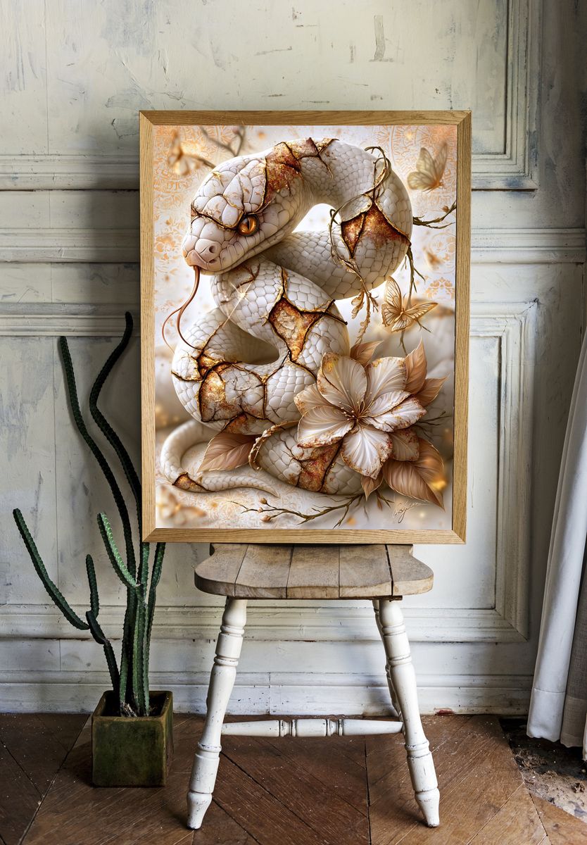 Golden Serpent and Bloom Poster. — room view 1