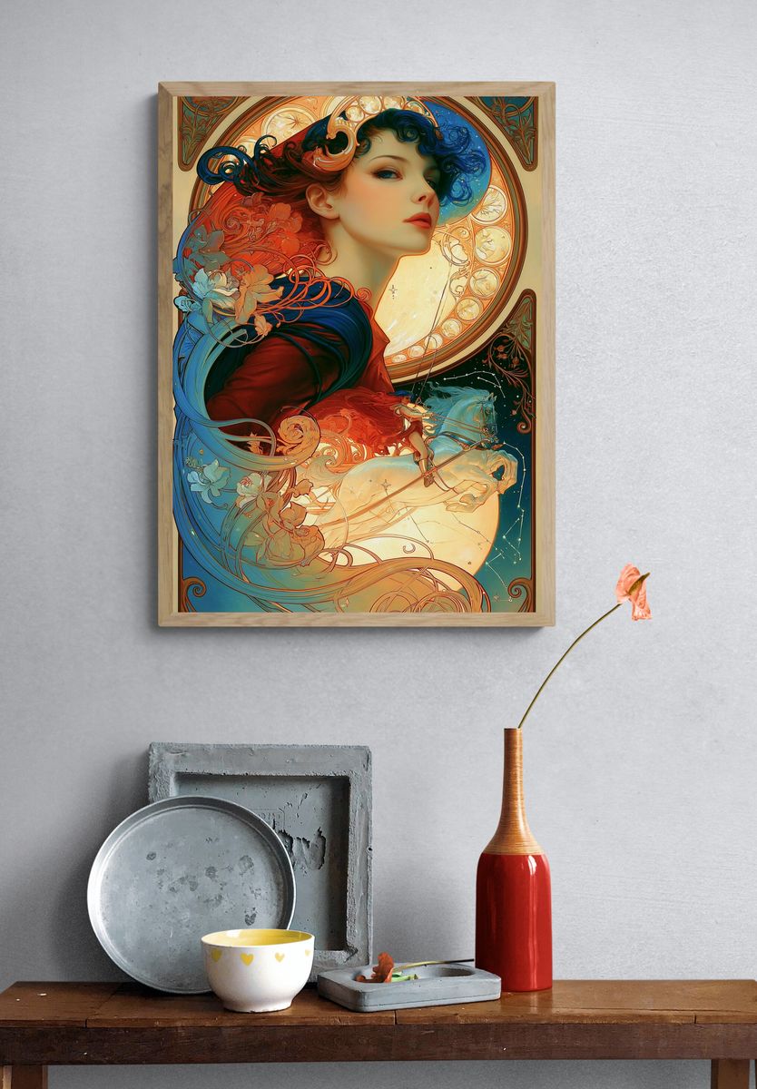 Celestial Rider Art Nouveau Poster. — room view 3