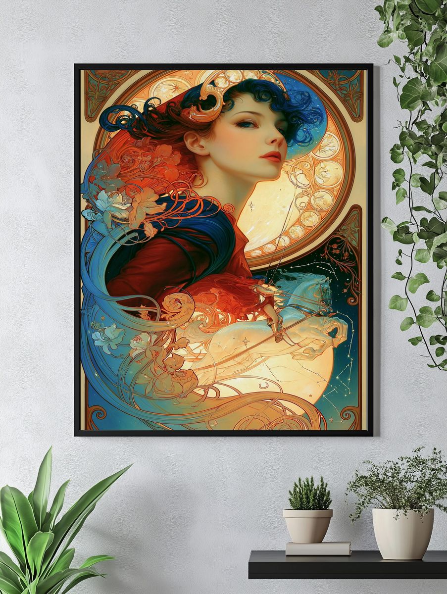 Celestial Rider Art Nouveau Poster. — room view 4