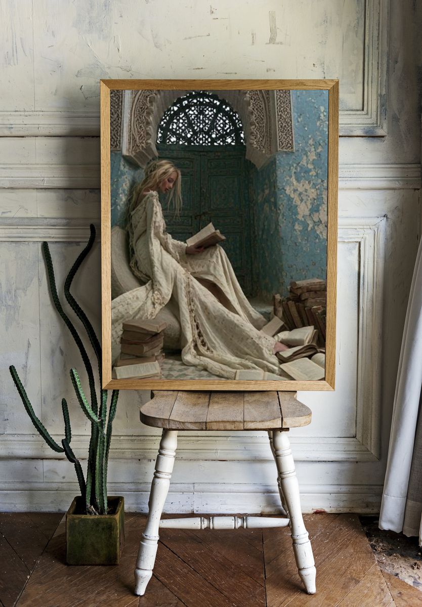 Reading in Blue Ruins Fine-Art Print. room preview