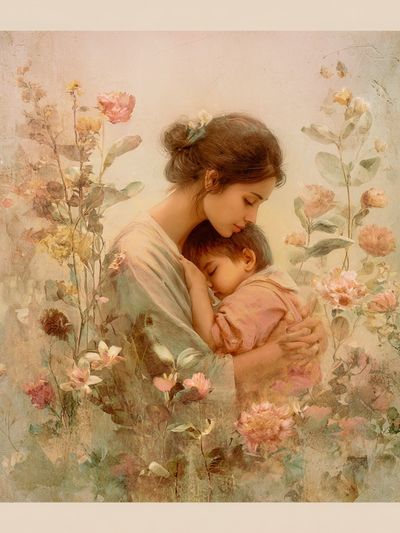Mother and Child Floral Print.