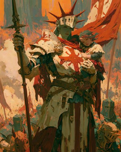 Fantasy Warrior and Child — Fine-Art Print.