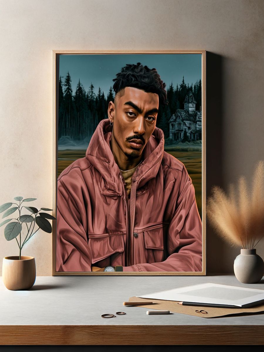 Moody Portrait in the Pines Poster. — room view 2