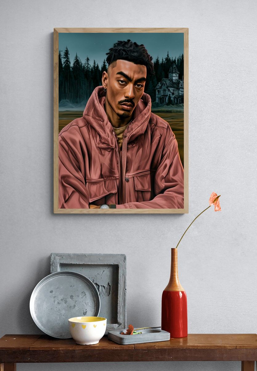 Moody Portrait in the Pines Poster. — room view 3